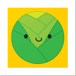 Kawaii Brussels Sprout or Cabbage Posters and Art